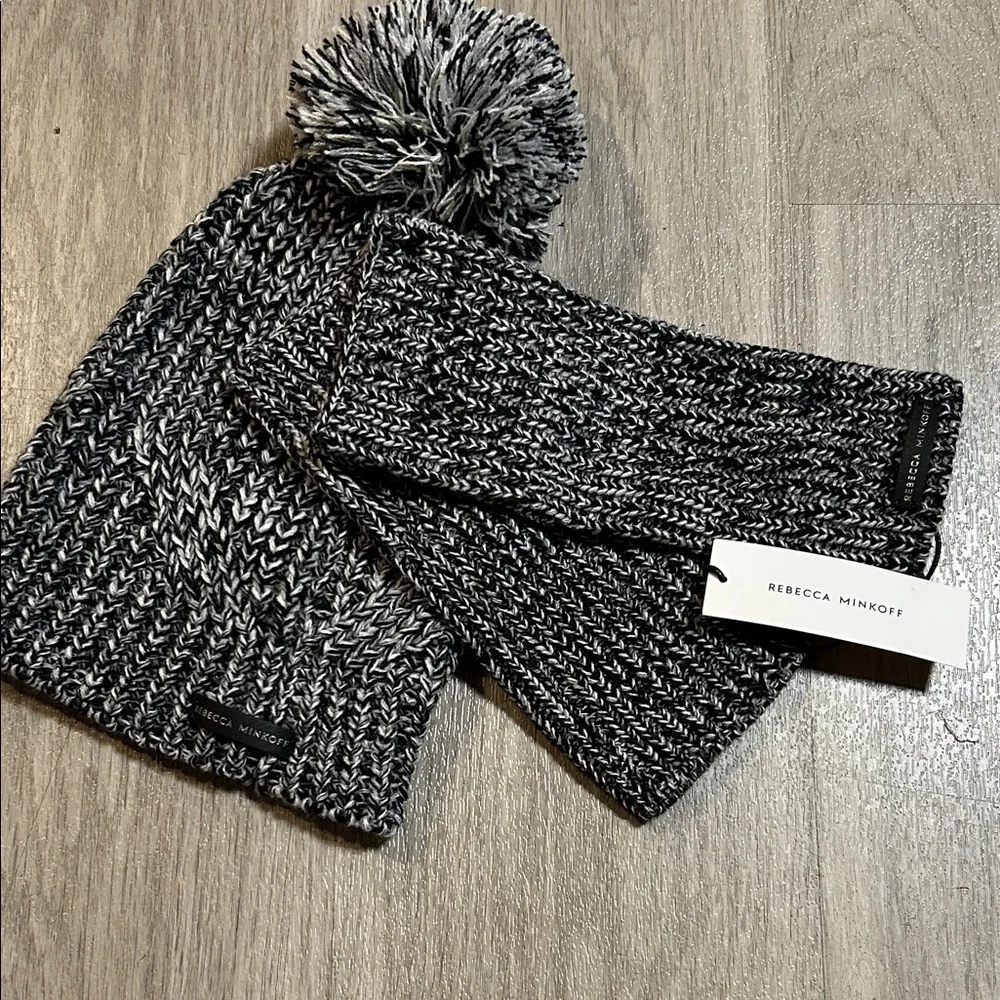 Rebecca Minkoff Monochrome Knit Beanie and Headband Set